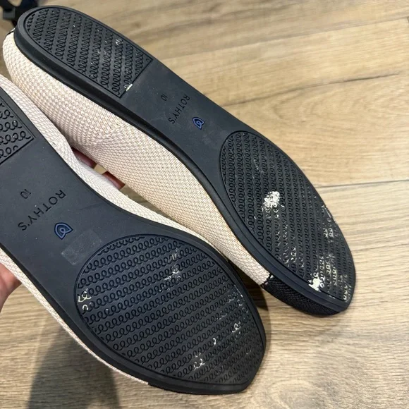 Rothy’s Black and Cream Flats with Comfort Women’s 10 - Picture 4 of 6